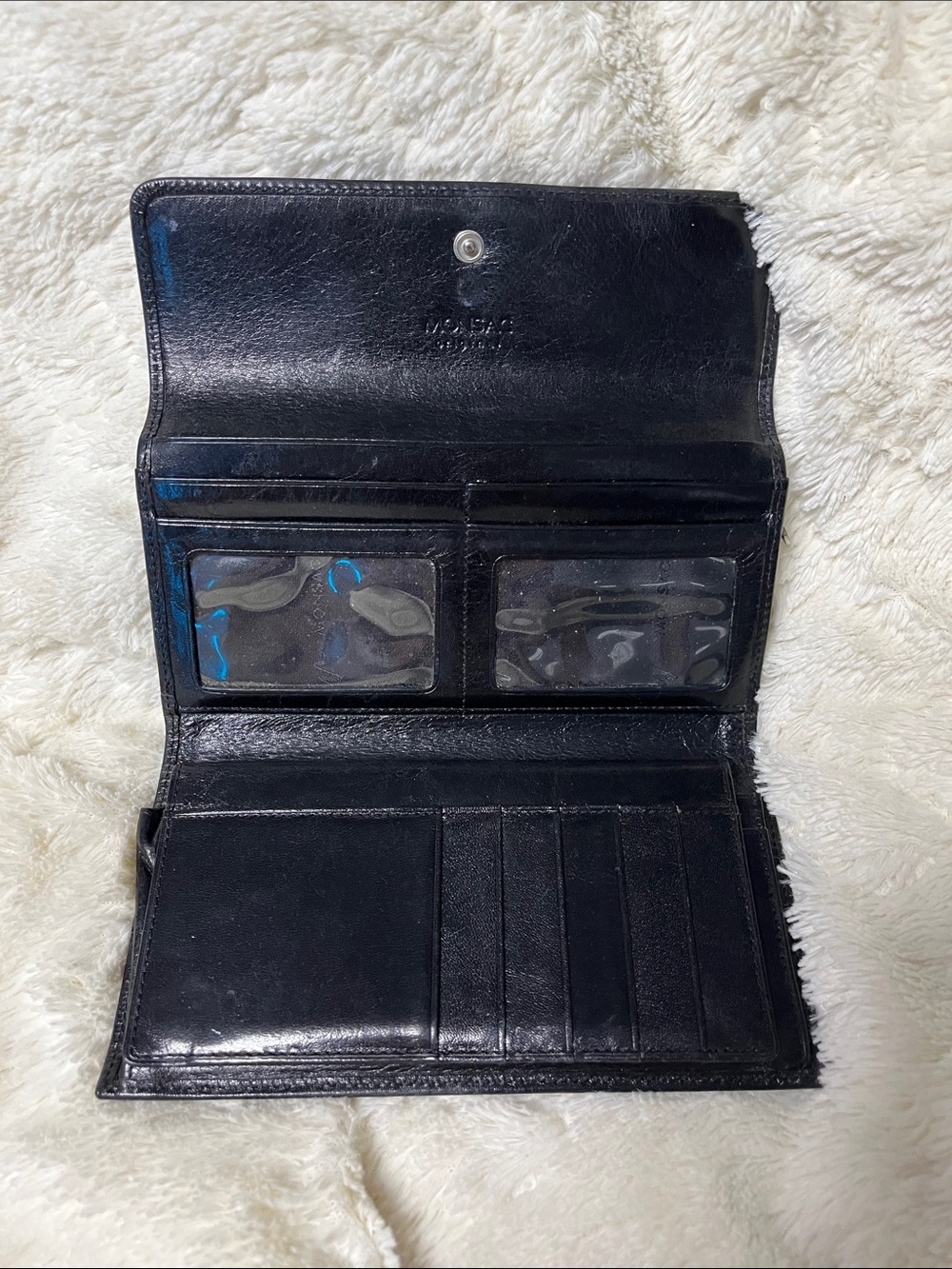 Monsac Black Leather Trifold Wallet
